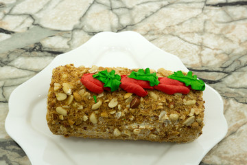 slice of an apple strudel on the table
