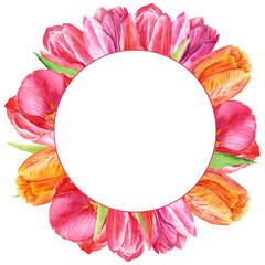 Floral background. Hand drawn watercolor tulips. Can be used for invitations, cards, weddings, mothers day, valentines day, birthday, and more