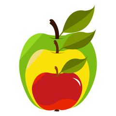 Vector illustration set of red, yellow and green apples