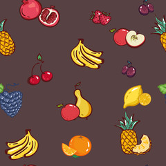 Hand drawn vector seamless pattern. Pineapple Exotic tropical fruit sketch style.for invitations, greeting cards, blogs, posters, background For Fashion print textile fabric covers wallpapers wrap