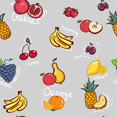 Hand drawn vector seamless pattern. Pineapple Exotic tropical fruit sketch style.for invitations, greeting cards, blogs, posters, background For Fashion print textile fabric covers wallpapers wrap