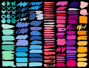 Fototapeta na wymiar Big set of colorful brush strokes, Colorful ink grunge brush strokes. Vector illustration.