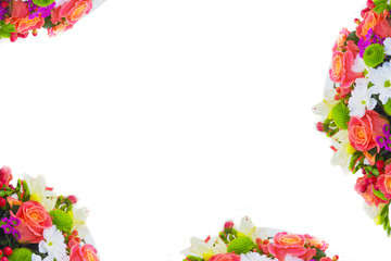  Flower arrangement on a white background. Roses in the bouquet