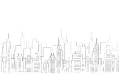 大都市のシームレスな線画イラスト