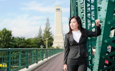 Portrait Asian business women happy and smile,Beautiful Asian business women,Relax time with business and investment