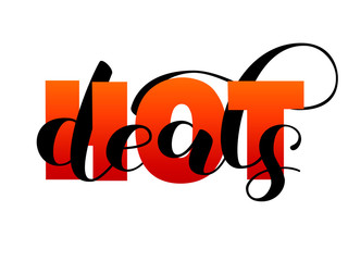 Hot deals lettering.  Vector illustration