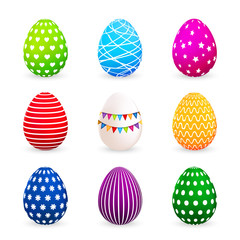 Colorful Easter eggs set. Vector illustration