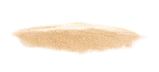 Fototapeta na wymiar Heap of dry beach sand on white background