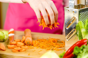 Grated orange carrot for salad