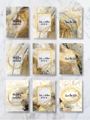 Fotobehang  liquid marble with gold. flyer, business card, flyer, brochure, poster, for printing. trend vector © chikovnaya