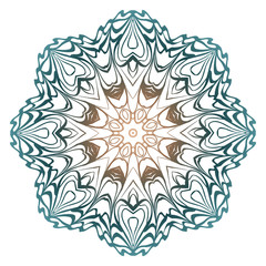 Decorative Colorful Floral Ornament With Decorative Border. Ethnic Mandala Decoration. Vector illustatration. Brown, turquise color. Indian, Moroccan, Mystic, Ottoman Motifs.