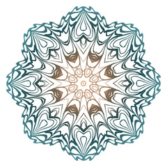 Decorative Colorful Floral Ornament With Decorative Border. Ethnic Mandala Decoration. Vector illustatration. Brown, turquise color. Indian, Moroccan, Mystic, Ottoman Motifs.