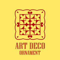 Geometric ornamental retro vintage art deco logo for design and decoration. Vintage retro ornamental deco art design. Retro art for beautiful design.