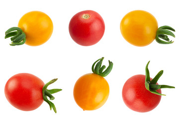 Yellow and red cherry tomatoes collection