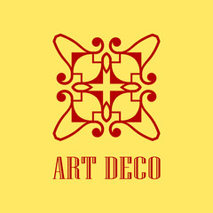 Geometric ornamental retro vintage art deco logo for design and decoration. Vintage retro ornamental deco art design. Retro art for beautiful design.