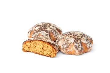 Traditional russian gingerbread isolated on white background.