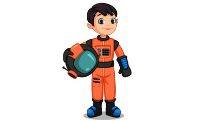 Cute little astronaut kid vector illustration