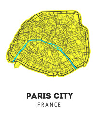 city map of Paris with well organized separated layers. 