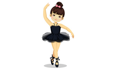 Cute little ballerina girl in black tutu dress 1