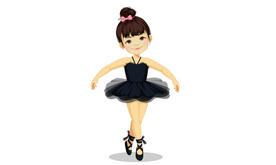 Cute little ballerina girl in black tutu dress 2