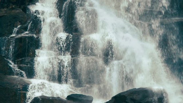 Slow motion footage of Skok waterfall in the Mlynicka dolina in High Tatra mountains, Slovak Republic