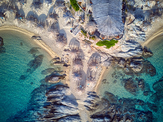 Beautiful beach top aerial view drone shot