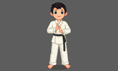 Cute little karate boy