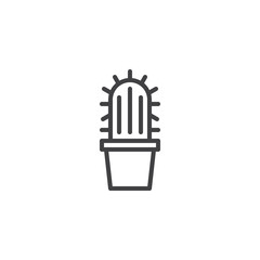 Cactus in pot line icon. linear style sign for mobile concept and web design. Potted cactus outline vector icon. Houseplant symbol, logo illustration. Pixel perfect vector graphics