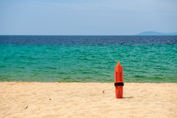 Lifeguard rescue equipment tool on beach