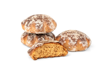 Traditional russian gingerbread isolated on white background.