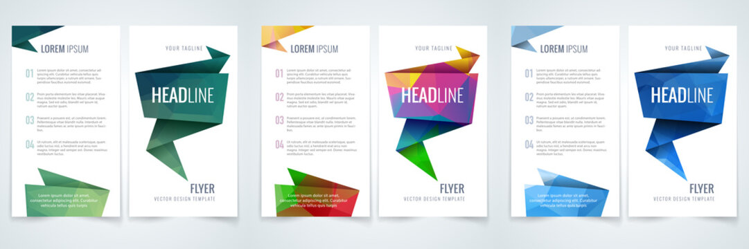 Vector triangle background brochure, flyer layout technology design template set