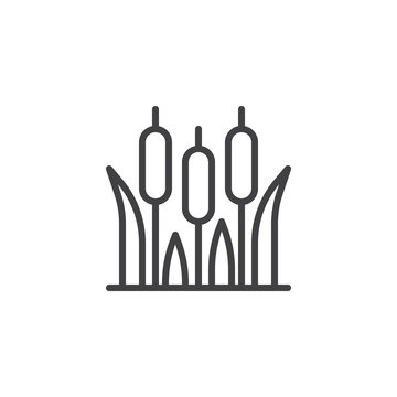 recommend clip art: Reeds plant line icon. linear style sign for mobile concept and web design. Reeds grass outline vector icon. Cattail symbol, logo illustration. Pixel perfect vector graphics