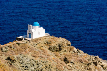 Church of the Seven Martyrs with sea view, Kastro in Sifnos island in Greece