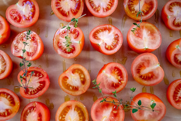 Cut tomato background