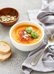 Bowl of pumpkin soup