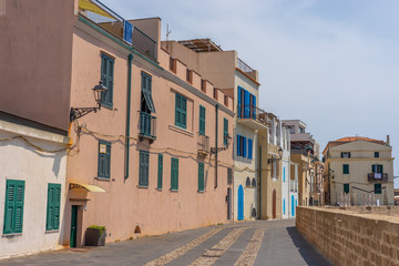 Embankment and town wall of Alghero. Sardinia, Italy