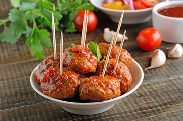 Homemade meatballs in tomato sauce