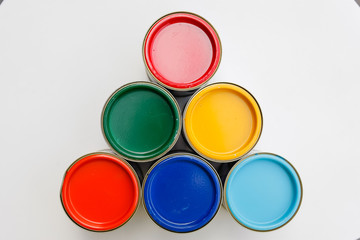 colorful can on white