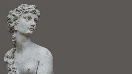 Fototapeta na wymiar Statue of ancient sensual naked Renaissance Era woman in Potsdam, Germany, details, closeup