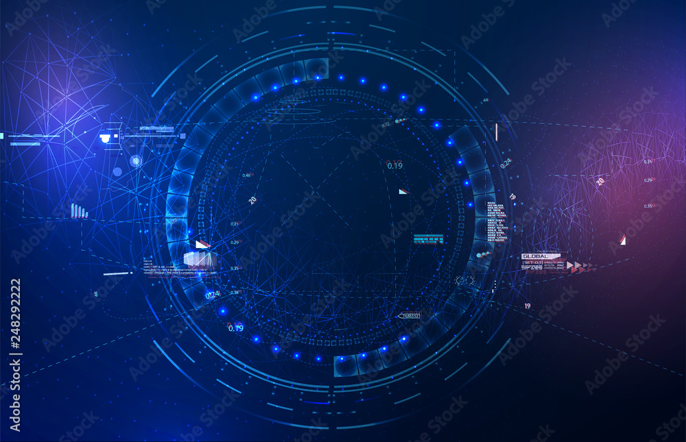 Poster vector technology design of titles bar for video production. tech future blue background network. fo