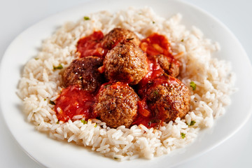 Serving of fried meatballs or frikadellen