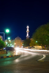 Fototapeta premium Night view at the old Nizwa Mosque illuminated at night (Oman)