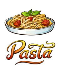 Pasta lettering and illustration