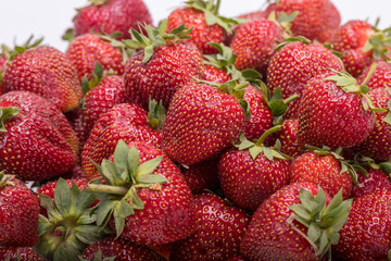 fresh ripe strawberries isolated on white background