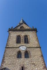 Fototapeta na wymiar Tower of the Pfarrkirche church in Warburg, Germany