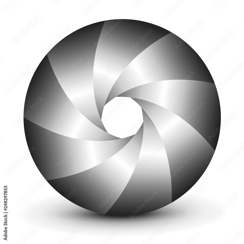 Poster symbol 3d, abstract lens design and vector shutter.