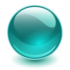 Glass sphere, blue vector ball.