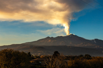 view of the Etna volcano