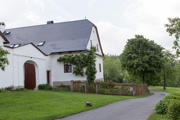 traditional rural farm house from czech highlands