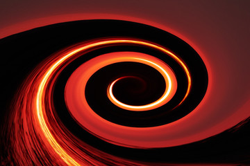 abstract double spiral structure red orange black